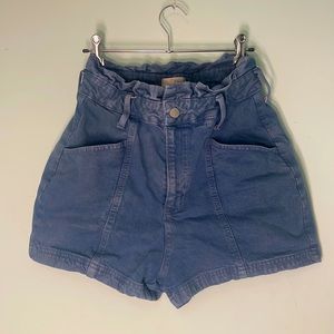 Frilled Waist Denim Short Shorts